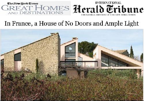 Article about a house in Gordes published in The International Herald Tribune and The New York Times